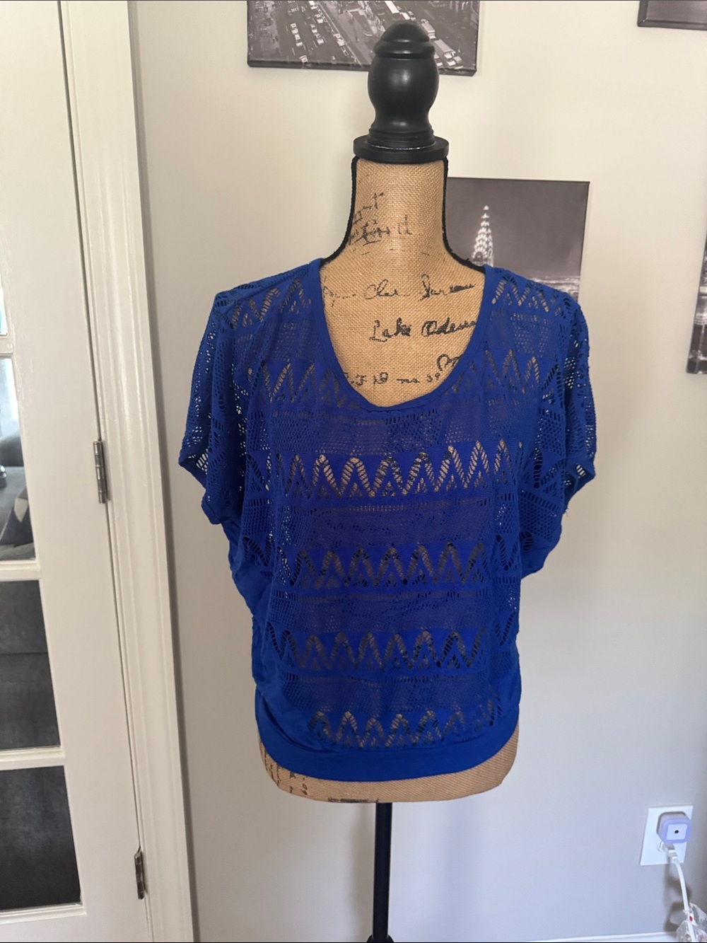 Eyeshadow Royal Blue Crochet Crop Top